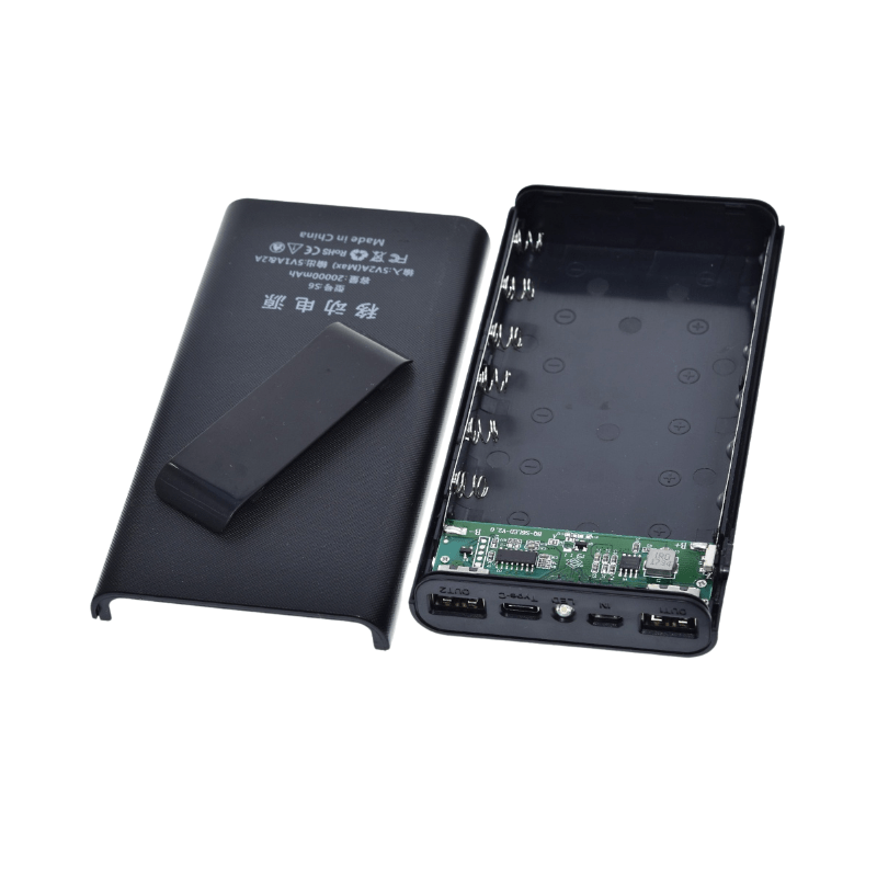 کیس پاوربانک 6 باتری با دو خروجی USB دارای نمایشگر (مشکی)