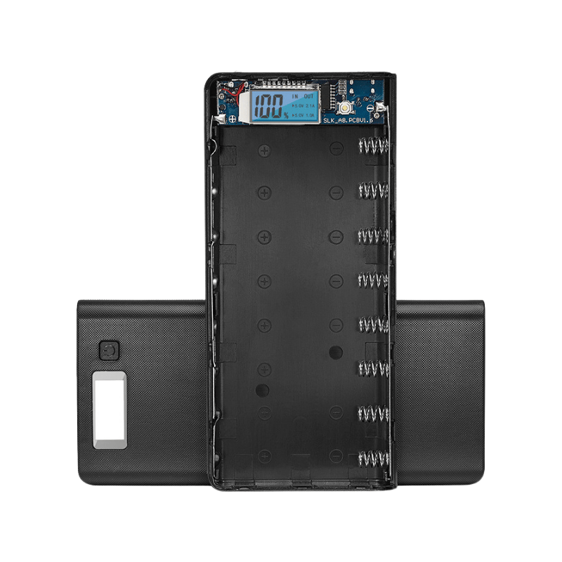کیس پاوربانک 8 باتری با دو خروجی USB دارای نمایشگر (مشکی)