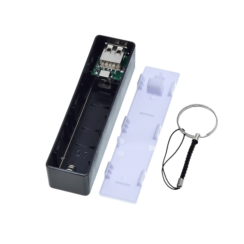 کیس پاوربانک تک باتری دارای خروجی USB 5V 1A (مشکی)