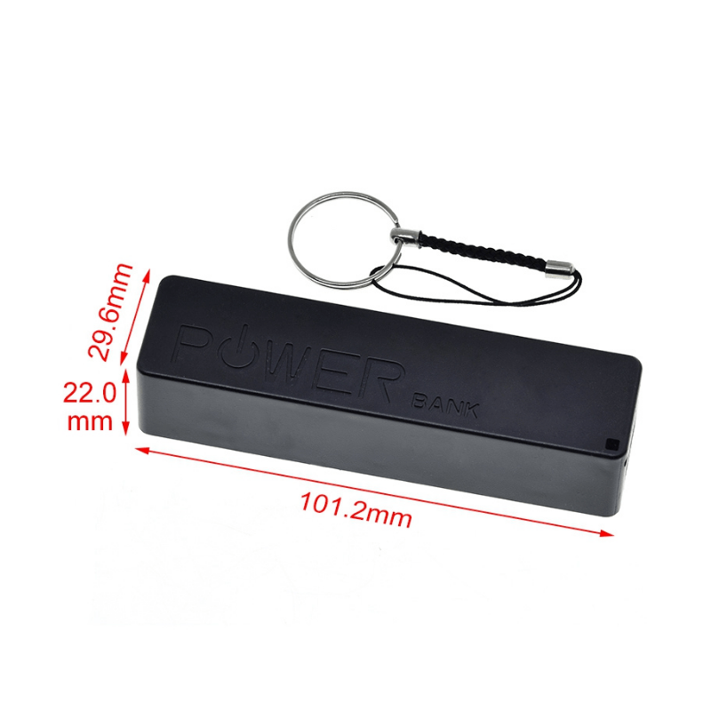 کیس پاوربانک تک باتری دارای خروجی USB 5V 1A (مشکی)