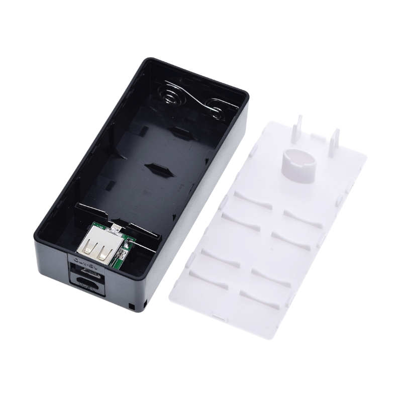 کیس پاوربانک 2 باتری دارای خروجی USB 5V 1A (مشکی)