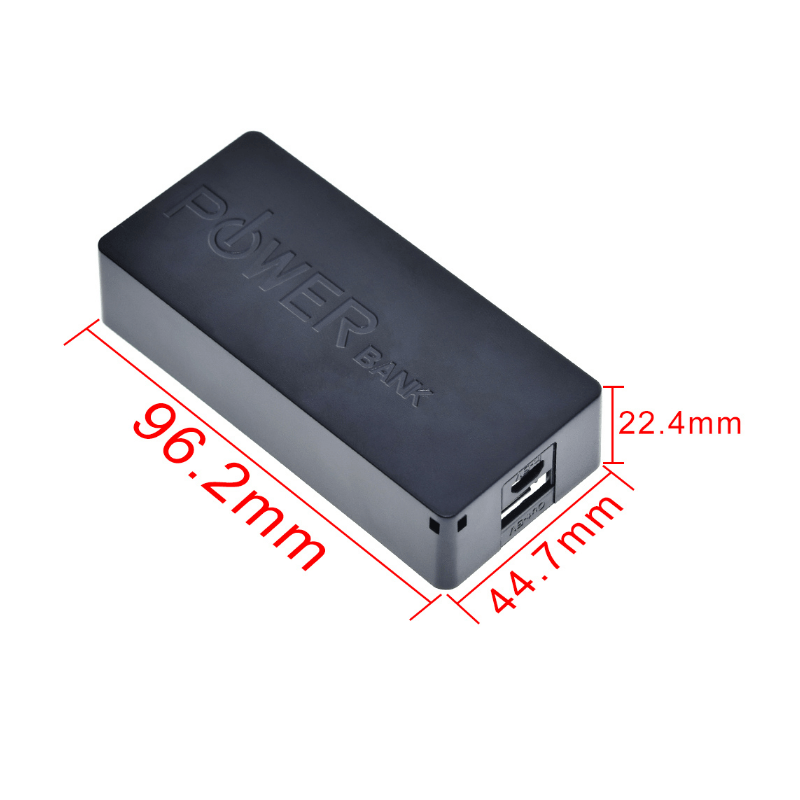 کیس پاوربانک 2 باتری دارای خروجی USB 5V 1A (مشکی)