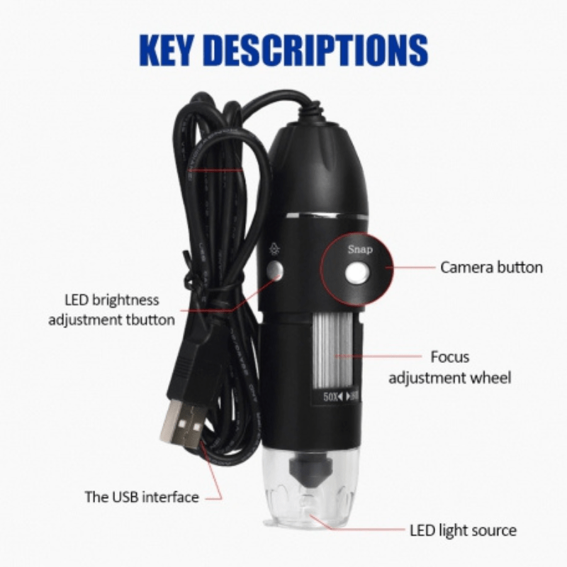 میکروسکوپ دیجیتال USB با بزرگنمایی 1000X دارای پایه چرخان