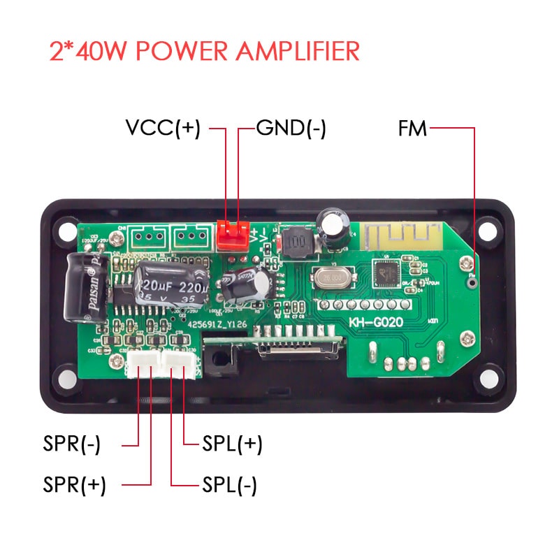 پخش کننده MP3 PLAYER پنلی بلوتوثی دارای آمپلی فایر 2X25W مدل KH-G010
