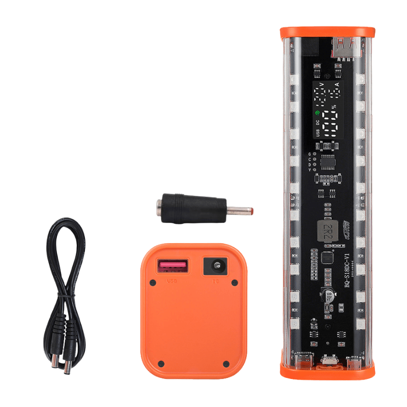 کیس پاوربانک Transparent فست شارژ 8 باتری 22.5W با خروجی 5-12 ولت DC مدل BQ-S18DC (نارنجی)