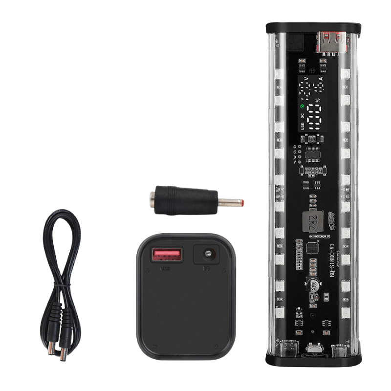 کیس پاوربانک Transparent فست شارژ 8 باتری 22.5W با خروجی 5-12 ولت DC مدل BQ-S18DC (مشکی)