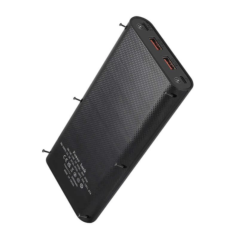 کیس پاوربانک با ظرفیت 20000mAh با درگاه Type-C ،Micro و USB فست شارژ (مشکی)