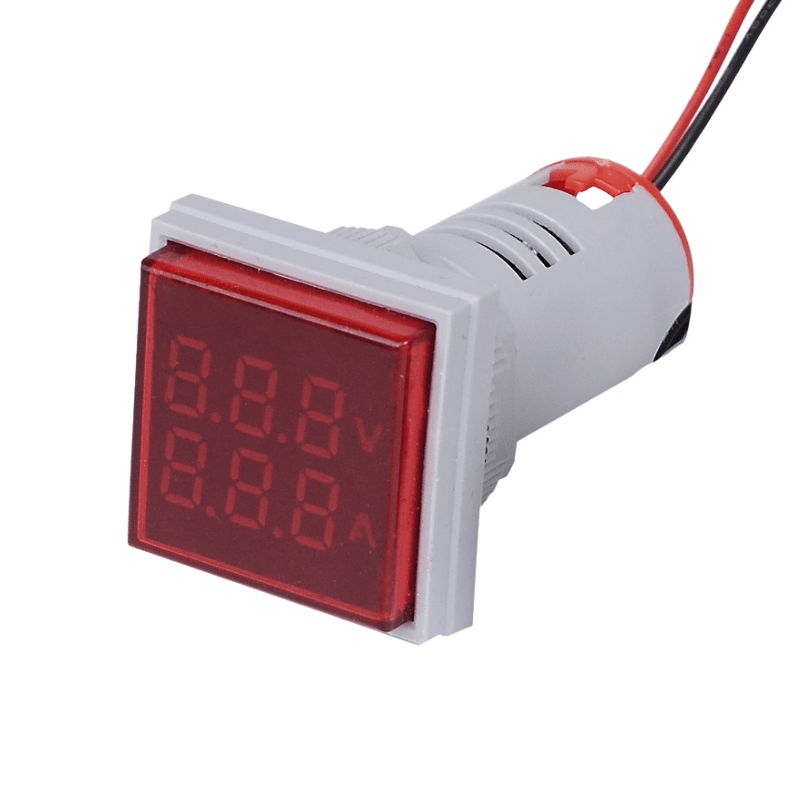 ولت‌متر آمپر‌‌متر AC چراغ سیگنالی 500V 100A رو پنلی مربعی (قرمز)