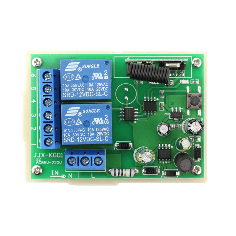 ماژول گیرنده دو کاناله 433MHZ کدلرن 220 ولت AC (بدون ریموت)