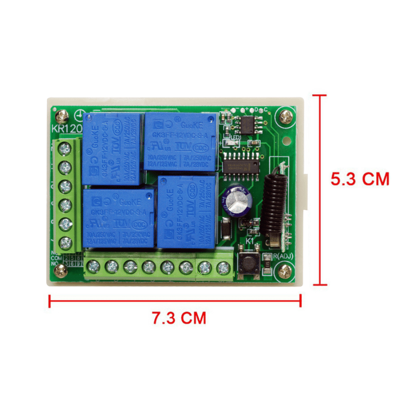 ماژول گیرنده چهار کاناله 433MHZ کدلرن 12 ولت DC (بدون ریموت)